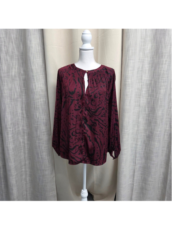 Ava & Viv Tops - Ava & Viv Burgundy Patterned Keyhole Blouse 1X Vampy Whimsigoth Dark Academia